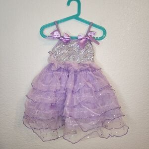 Weissman 7103 Girls Lavender Sequin Tulle dance recital dress size SC